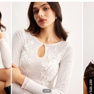 Elegant White Lace Embroidered Women's Top
